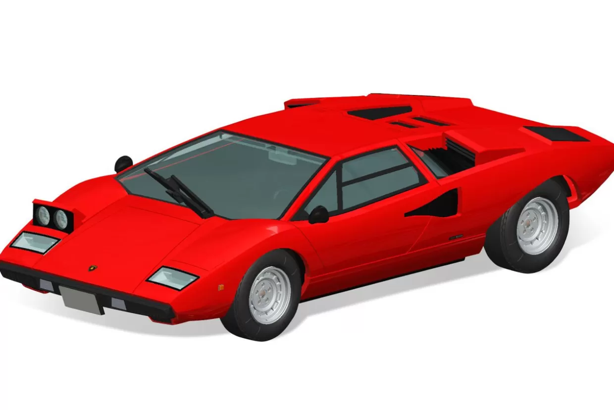 Hot Aoshima The Snap Kit 1/32 Lamborghini Countach Lp400 (Red) Plastic Model
