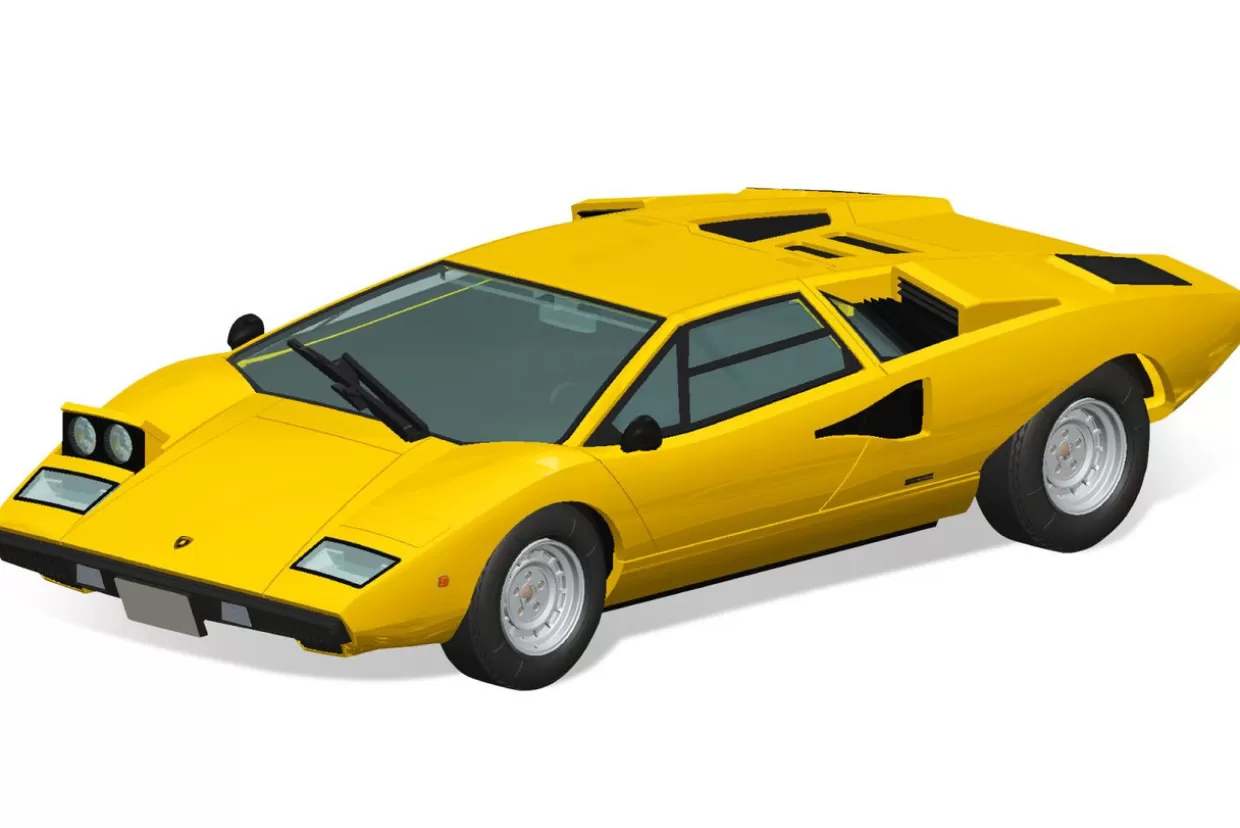 Shop Aoshima The Snap Kit 1/32 Lamborghini Countach Lp400 (Yellow) Plastic Model
