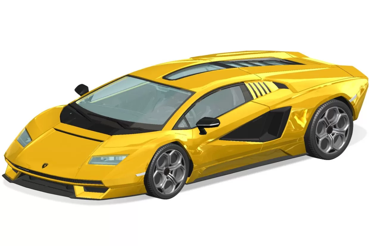 Fashion Aoshima The Snap Kit 1/32 Lamborghini Countach Lpi 800-4 (Yellow) Plastic Model