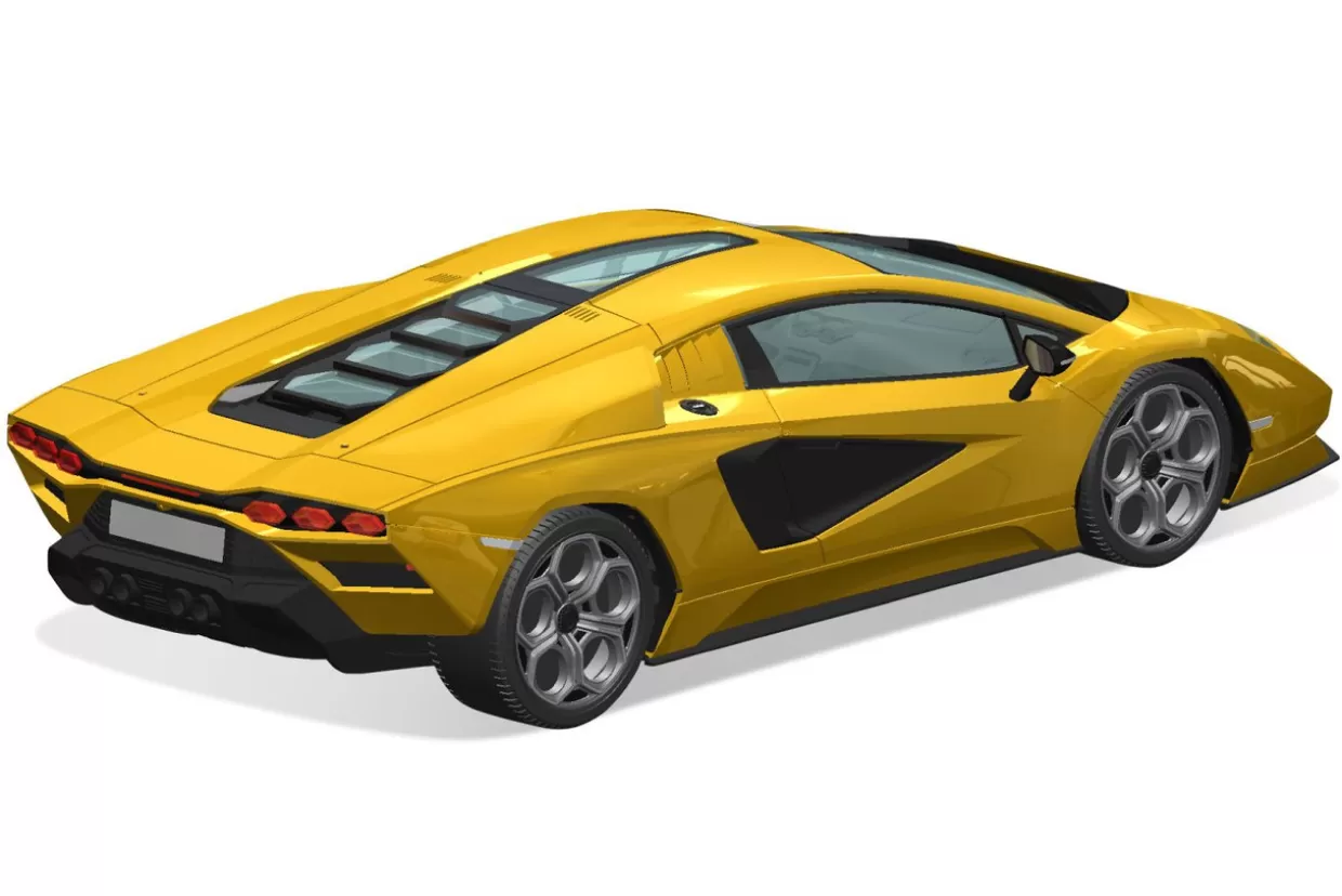 Fashion Aoshima The Snap Kit 1/32 Lamborghini Countach Lpi 800-4 (Yellow) Plastic Model