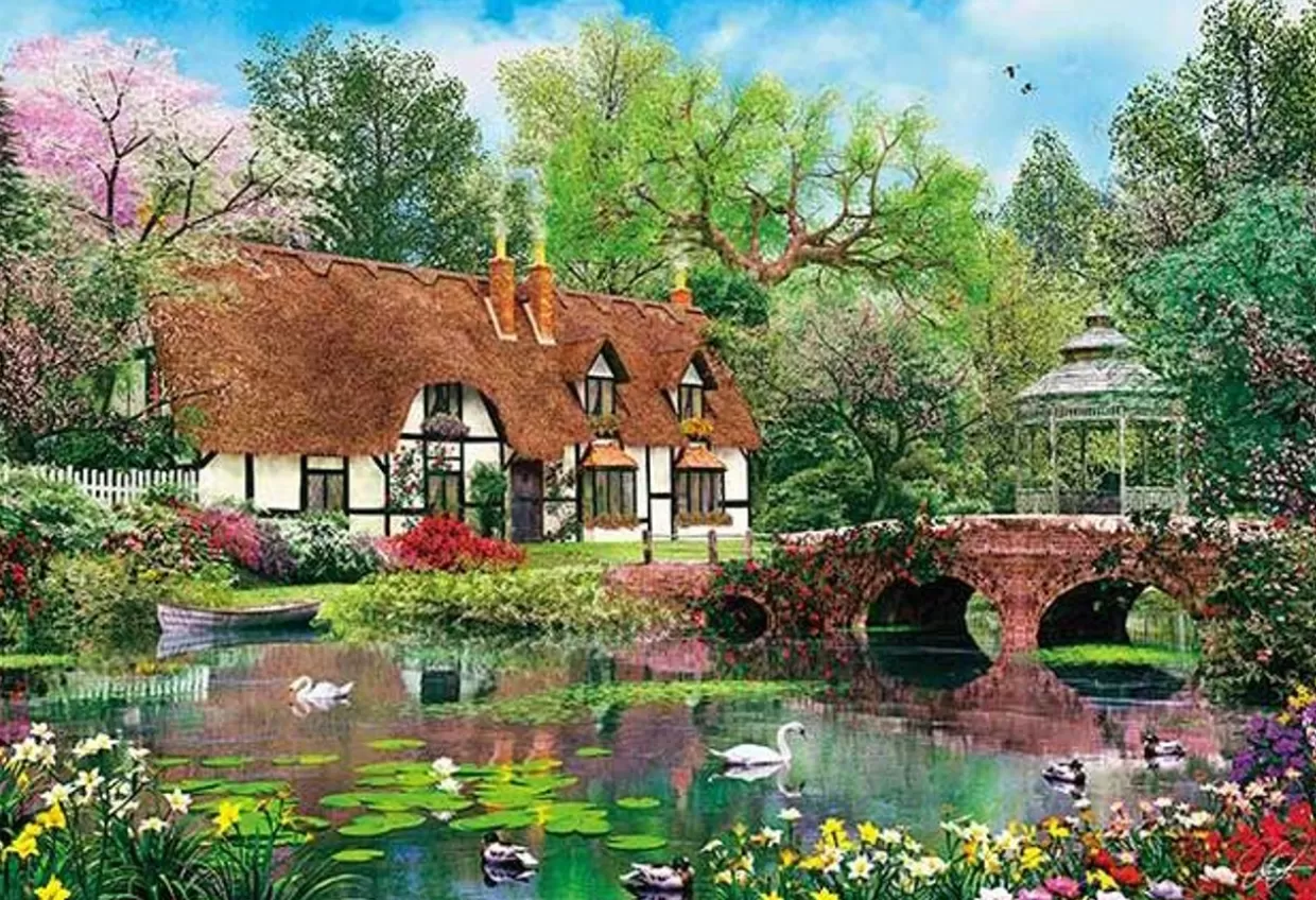 Online Appleone 300-365 Jigsaw Puzzle April Cottage By Dominic Davison (300 Pieces)