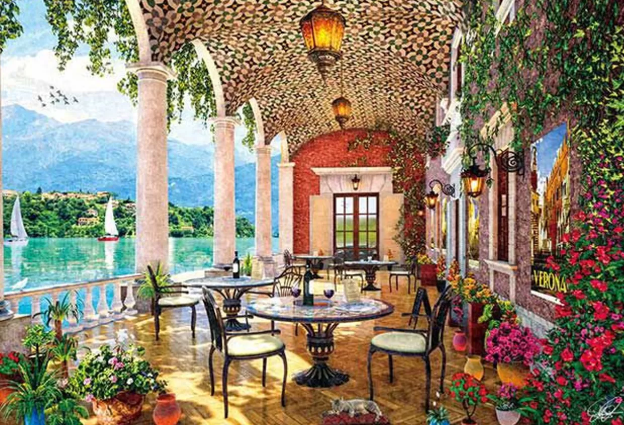 Cheap Appleone 300-358 Jigsaw Puzzle Cafe Along The River By Dominic Davison (300 Pieces)