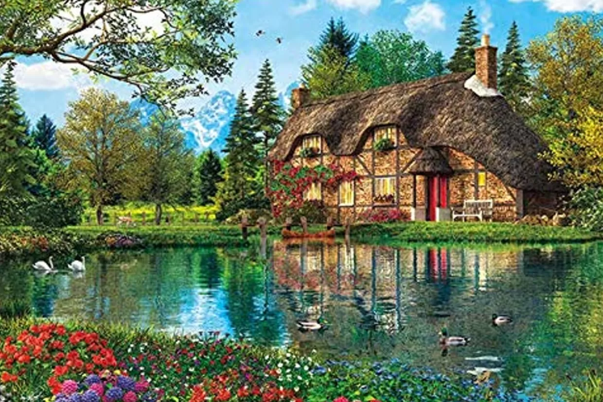 Shop Appleone Jigsaw Puzzle 1000-840 Dominic Davison Floral Lake Villa (1000 Pieces)