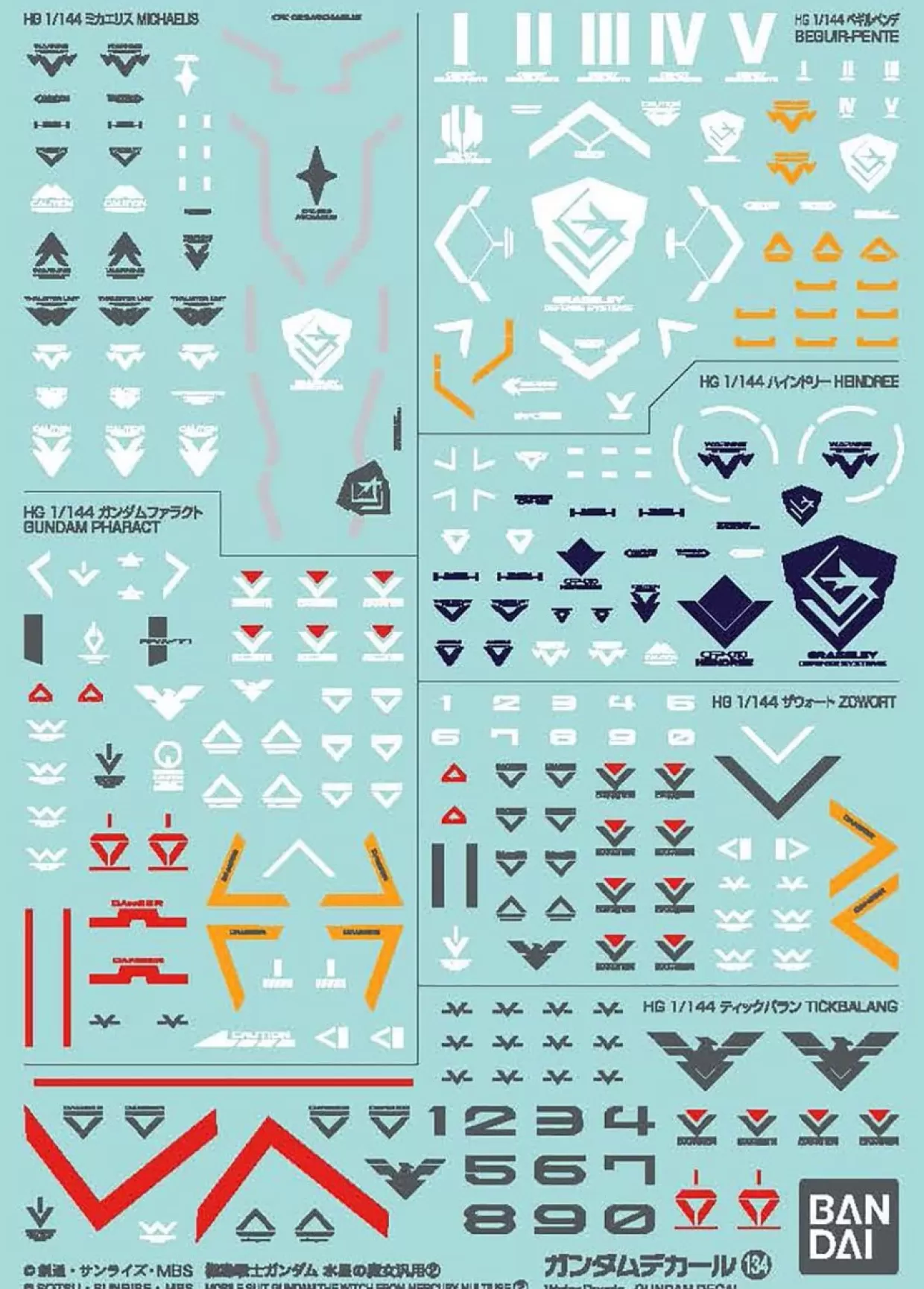 New Bandai Gundam Decal No.134 For 1/144 Gundam: The Witch From Mercury Multiuse (2)