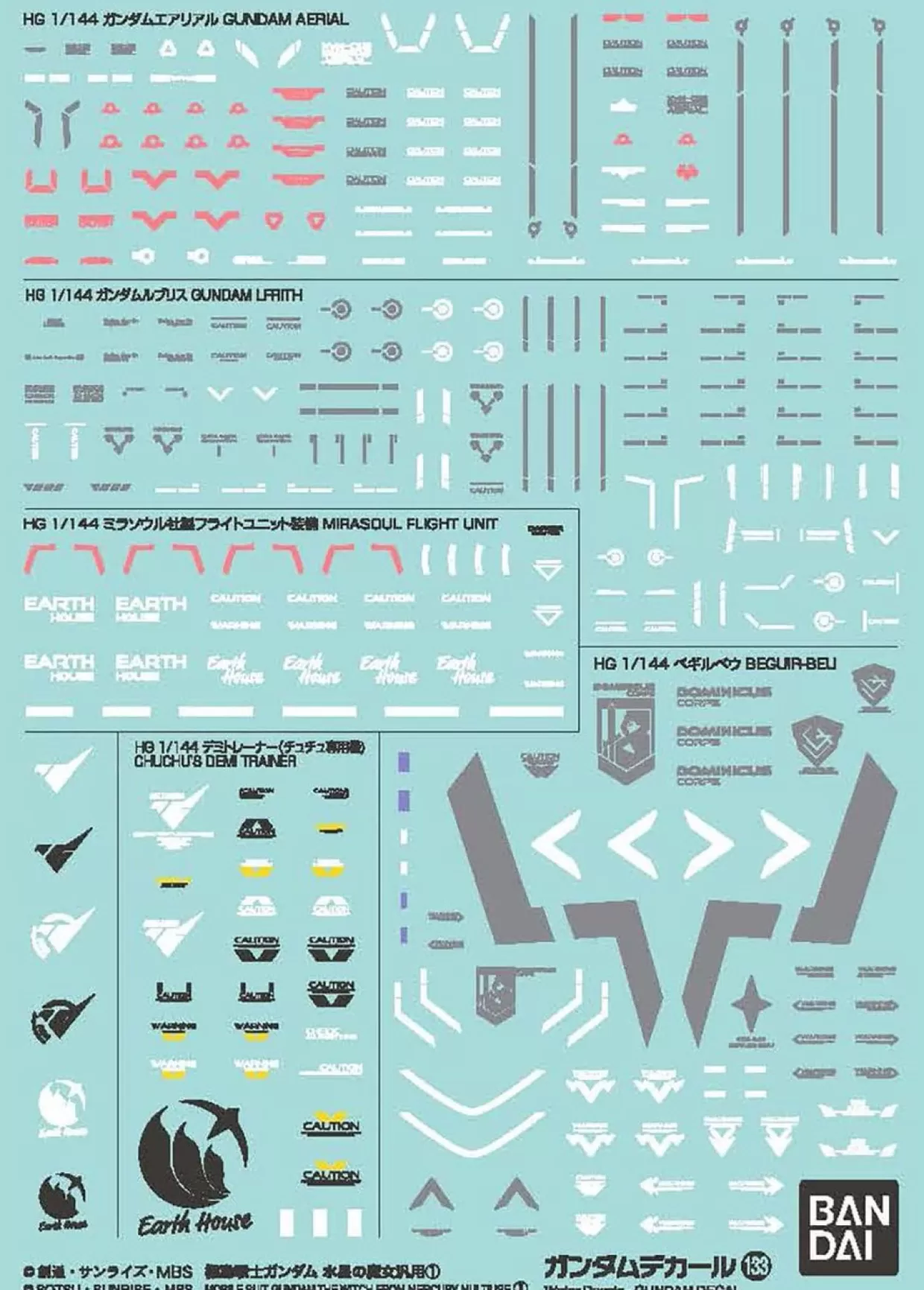 Best Bandai Gundam Decal No.133 For 1/144 Gundam: The Witch From Mercury Multiuse (1)