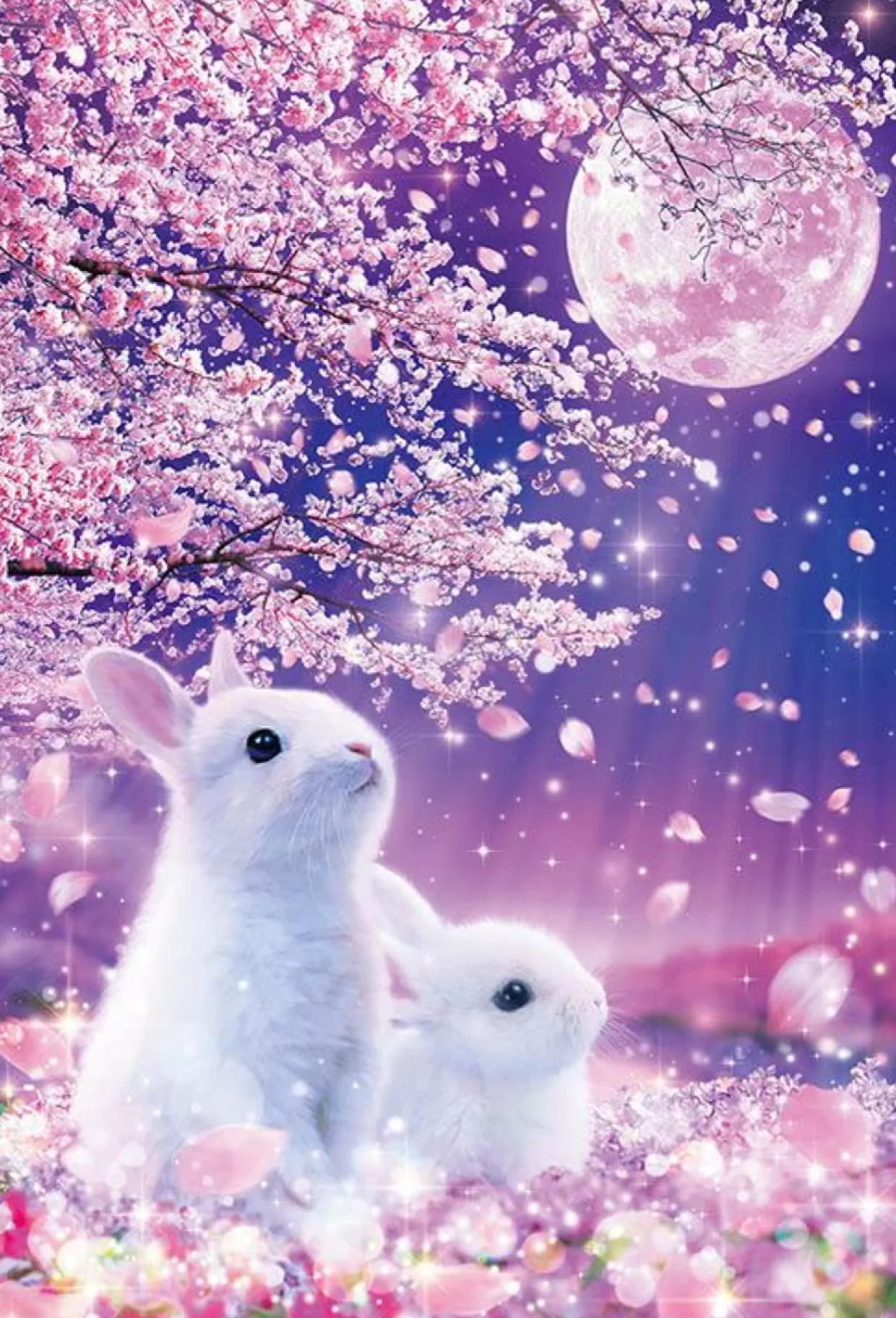 Discount Beverly 81-129 Jigsaw Puzzle Bunnies Under The Moonlight With Cherry Blossoms (1000 Pieces)