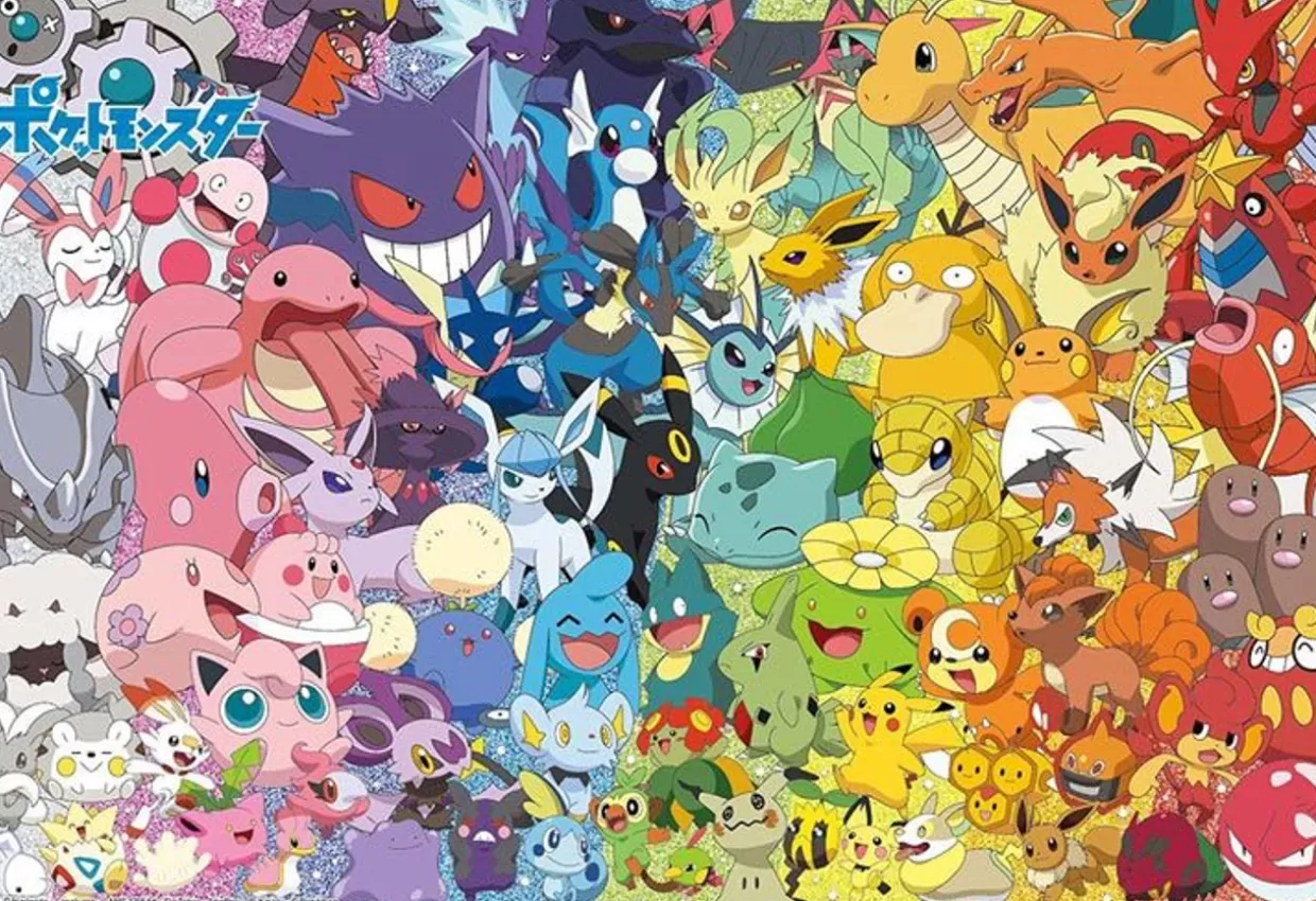 Best Beverly 100-028 Jigsaw Puzzle Get Together With Colorful Pokemon (100 L-Pieces)