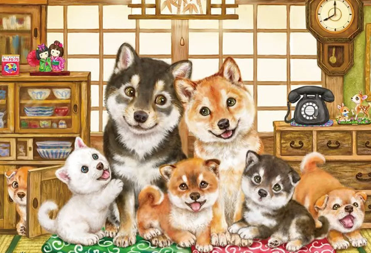 Flash Sale Beverly 31-515 Jigsaw Puzzle Kayomi Harai Japanese Dog Family Always Together (1000 Pieces)