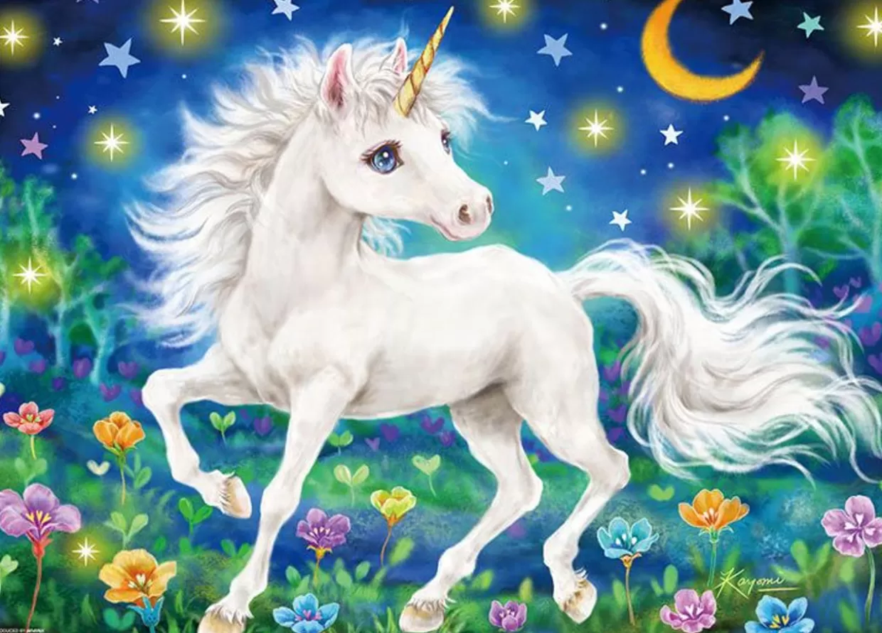 Clearance Beverly 66-176 Jigsaw Puzzle Unicorn Playing Under The Moonlight Sky (600 Pieces)