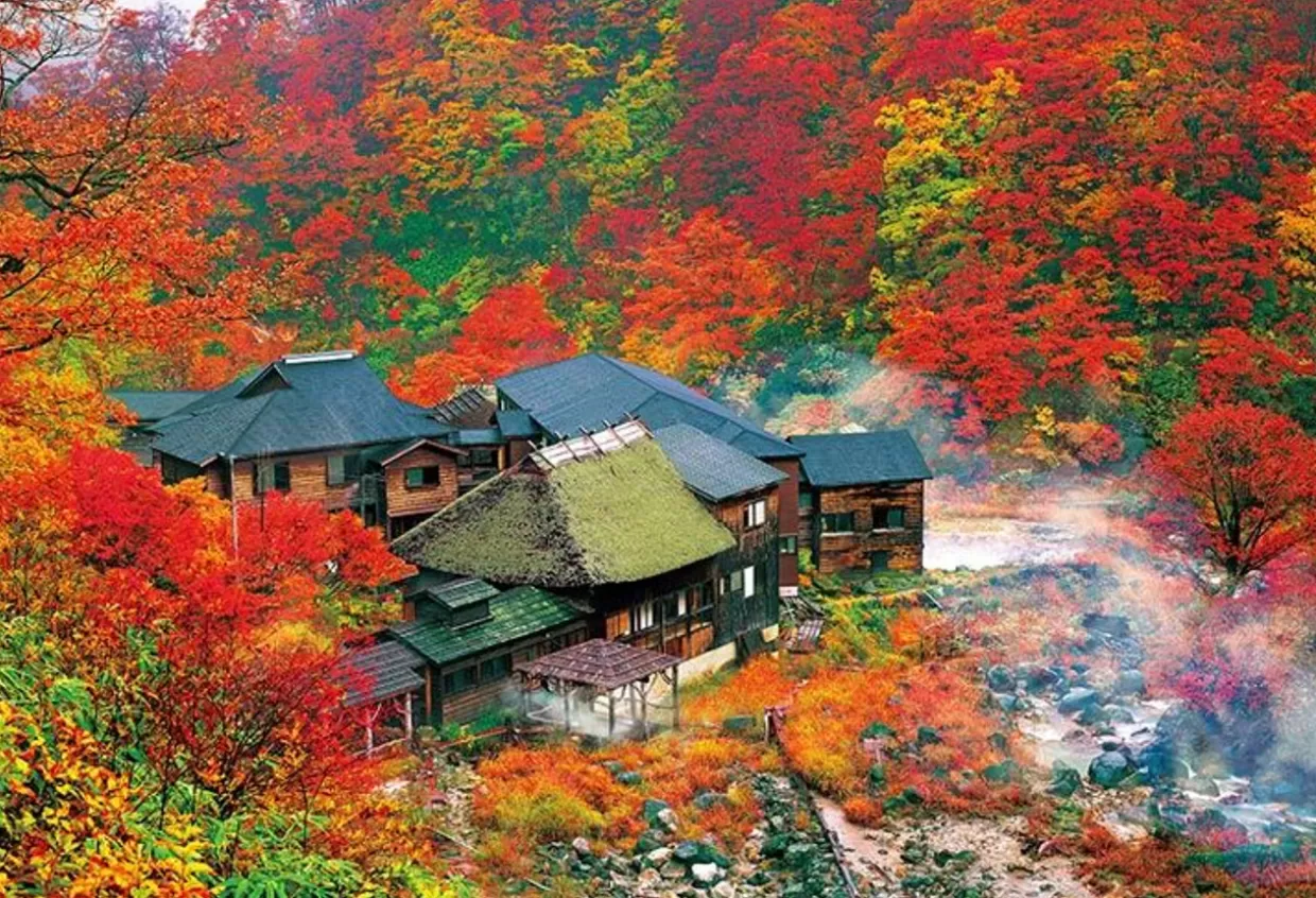 Store Beverly Jigsaw Puzzle 51-266 Autumn Leaves Nyuto Onsen In Akita Japan (1000 Pieces)