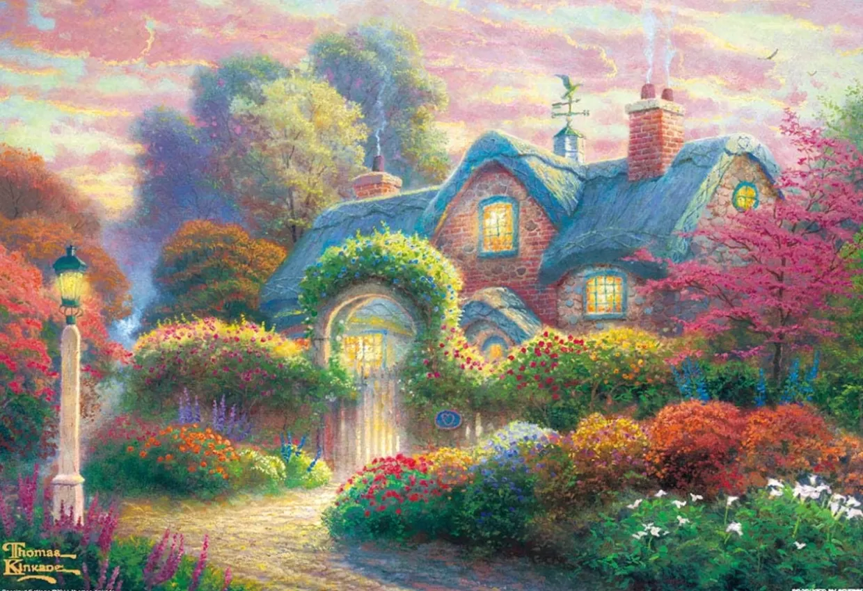 Discount Beverly Jigsaw Puzzle 93-156 Thomas Kinkade Cottage Of Roses (300 Pieces)