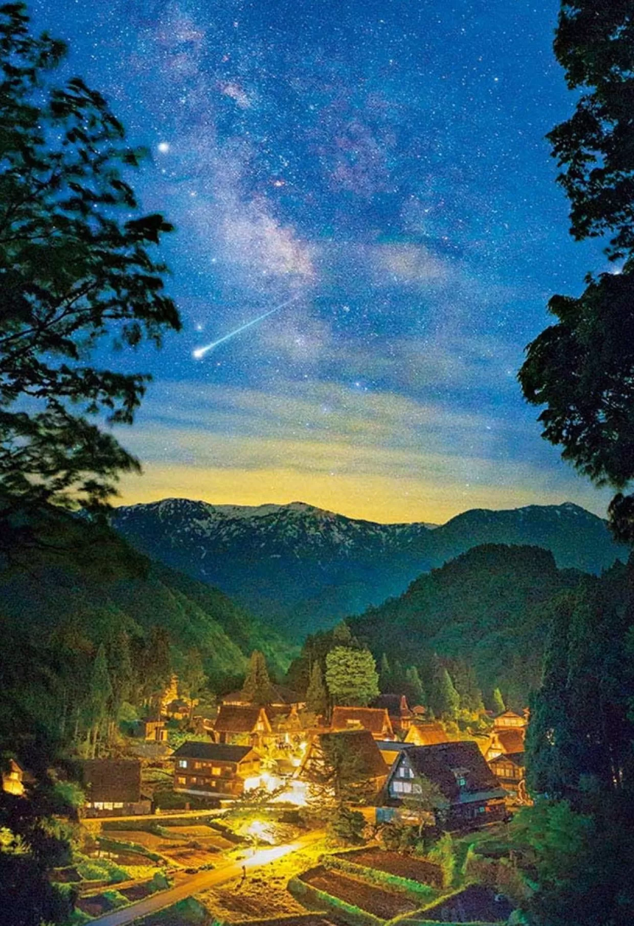New Beverly Jigsaw Puzzle M81-600 Starry Night In Gokayama Toyama Japan (1000 S-Pieces)
