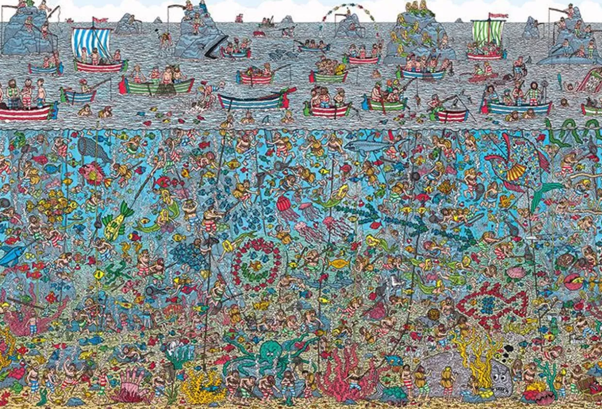 Cheap Beverly Jigsaw Puzzle Where's Wally? Divers In Deep Sea (2000 S-Pieces)