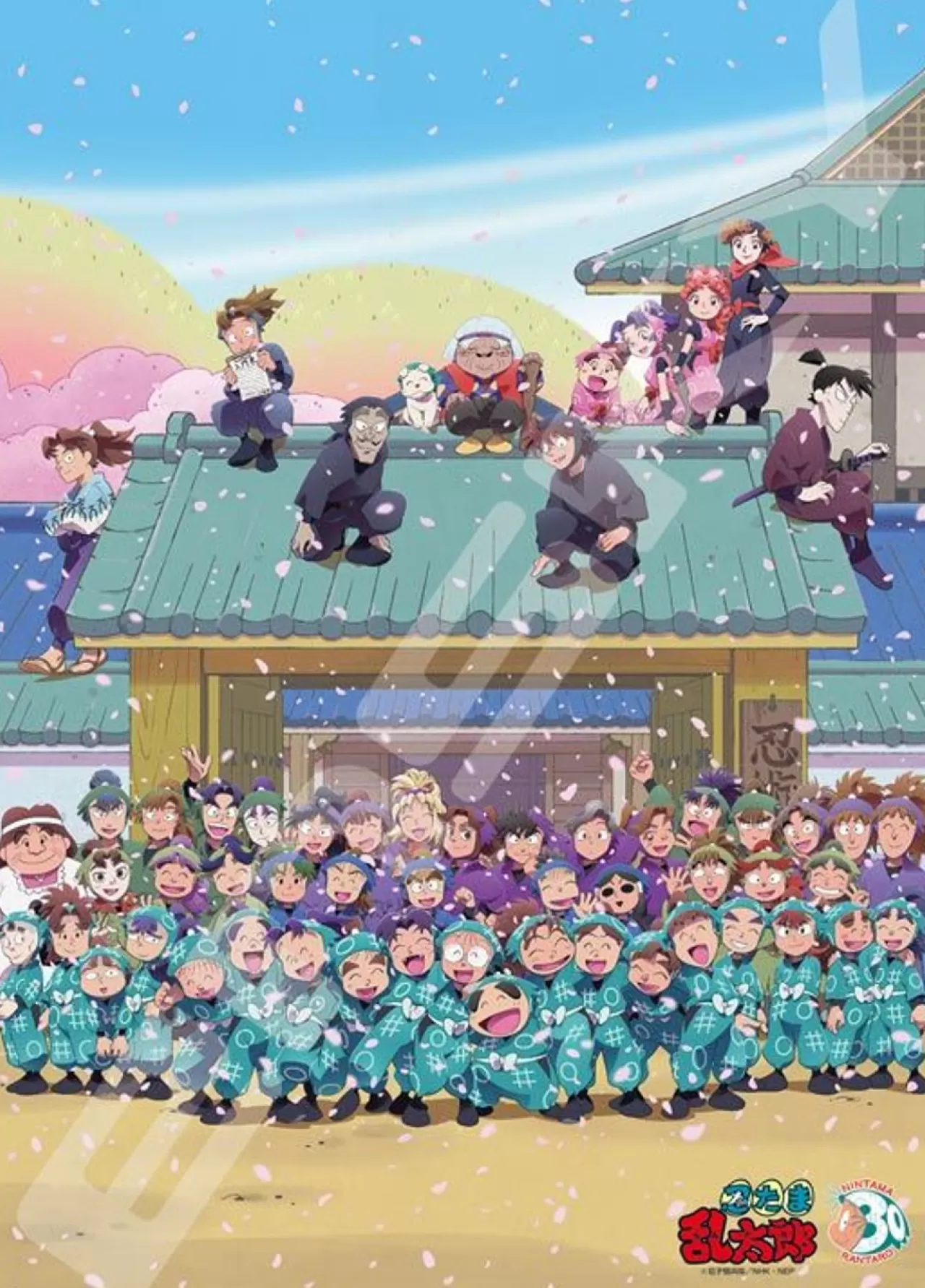 Ensky 500-512 Jigsaw Puzzle Nintama Rantaro Cherry Blossoms In Full Bloom New Semester Stage (500 Pieces)
