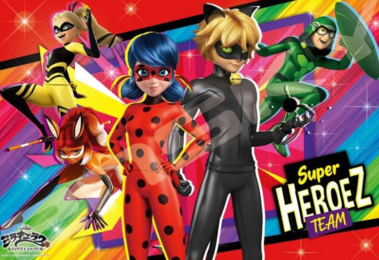 Ensky 108-L776 Jigsaw Puzzle Miraculous: Tales Of Ladybug & Cat Noir Super Heroez Team (108 L-Pieces)