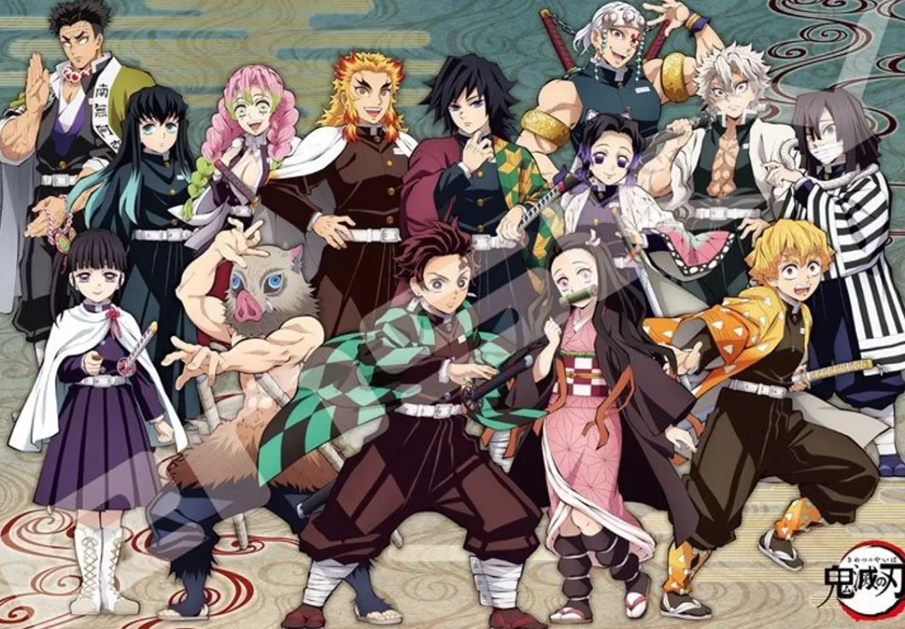 Ensky 1000T-304 Jigsaw Puzzle Demon Slayer: Kimetsu No Yaiba Character Collected Together (1000 Pieces)
