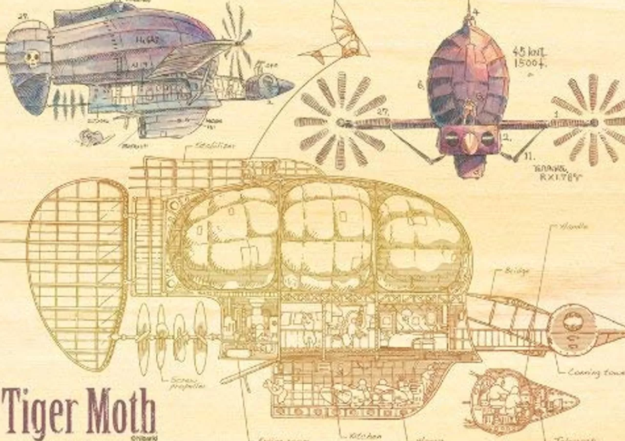 Ensky Wooden Jigsaw Puzzle 208-W207 Studio Ghibli Laputa Castle In The Sky Tiger Moth (208 Pieces)