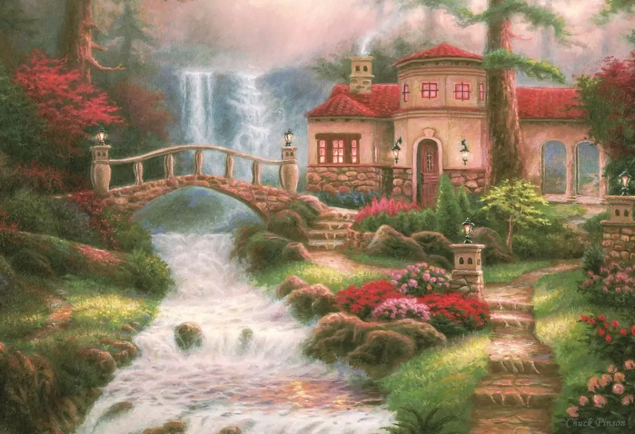 Epoch Jigsaw Puzzle 31-502 Art Chuck Pinson Sierra River Falls (1053 S-Pieces)