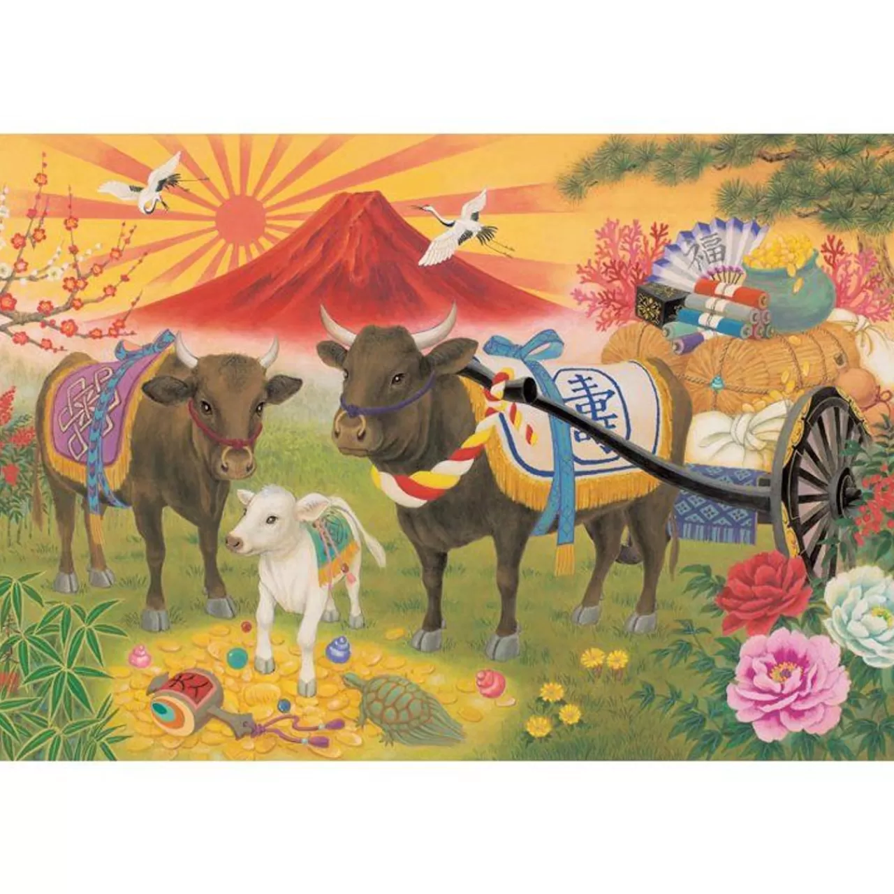 Epoch Jigsaw Puzzle 15-085 Japanese Painting Good Luck Zodiac 2021 Ox (1500 S-Pieces)
