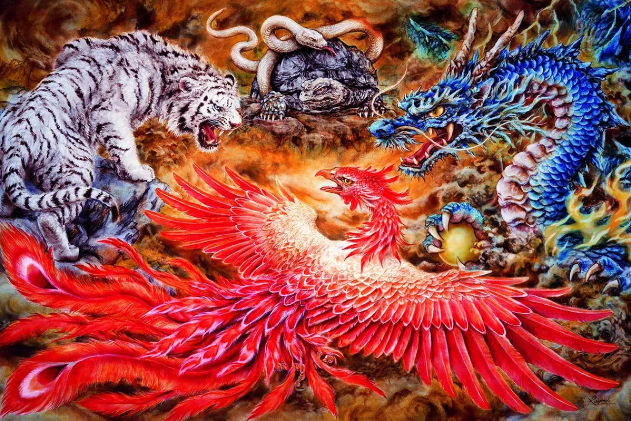 Epoch Jigsaw Puzzle 23-091 Kayomi Harai Japanese Illustration Four Gods (2016 S-Pcs)