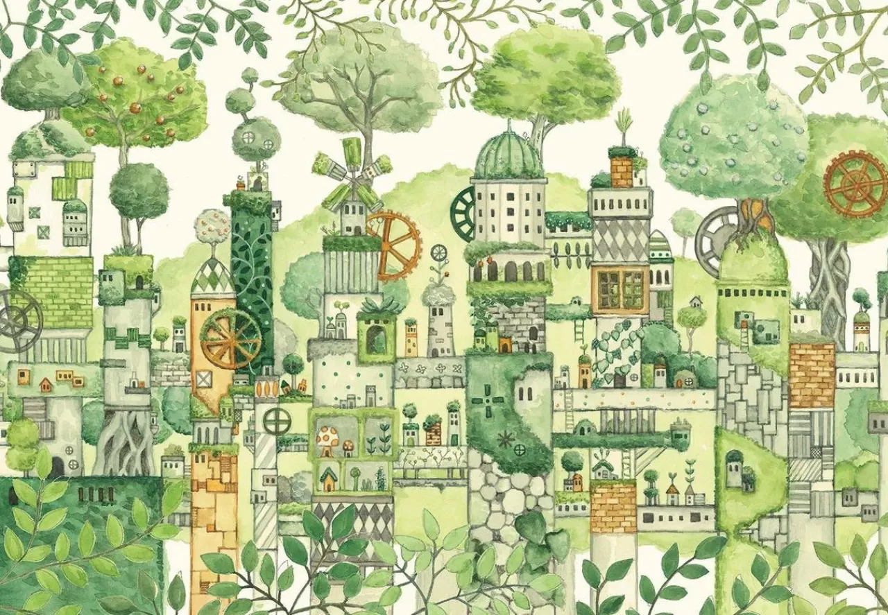 Epoch Jigsaw Puzzle 26-298 Noriko Nishimura Fairy Tale Art Green Civilization (300 Pieces)
