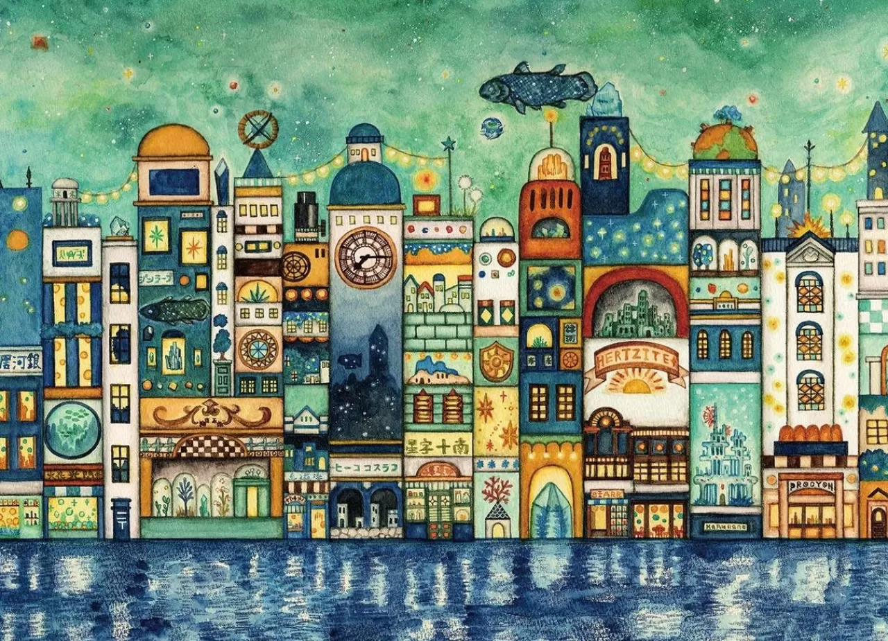 Epoch Jigsaw Puzzle 06-103 Noriko Nishimura Fairy Tale Art Night Town Full Of Stars (500 Pieces)
