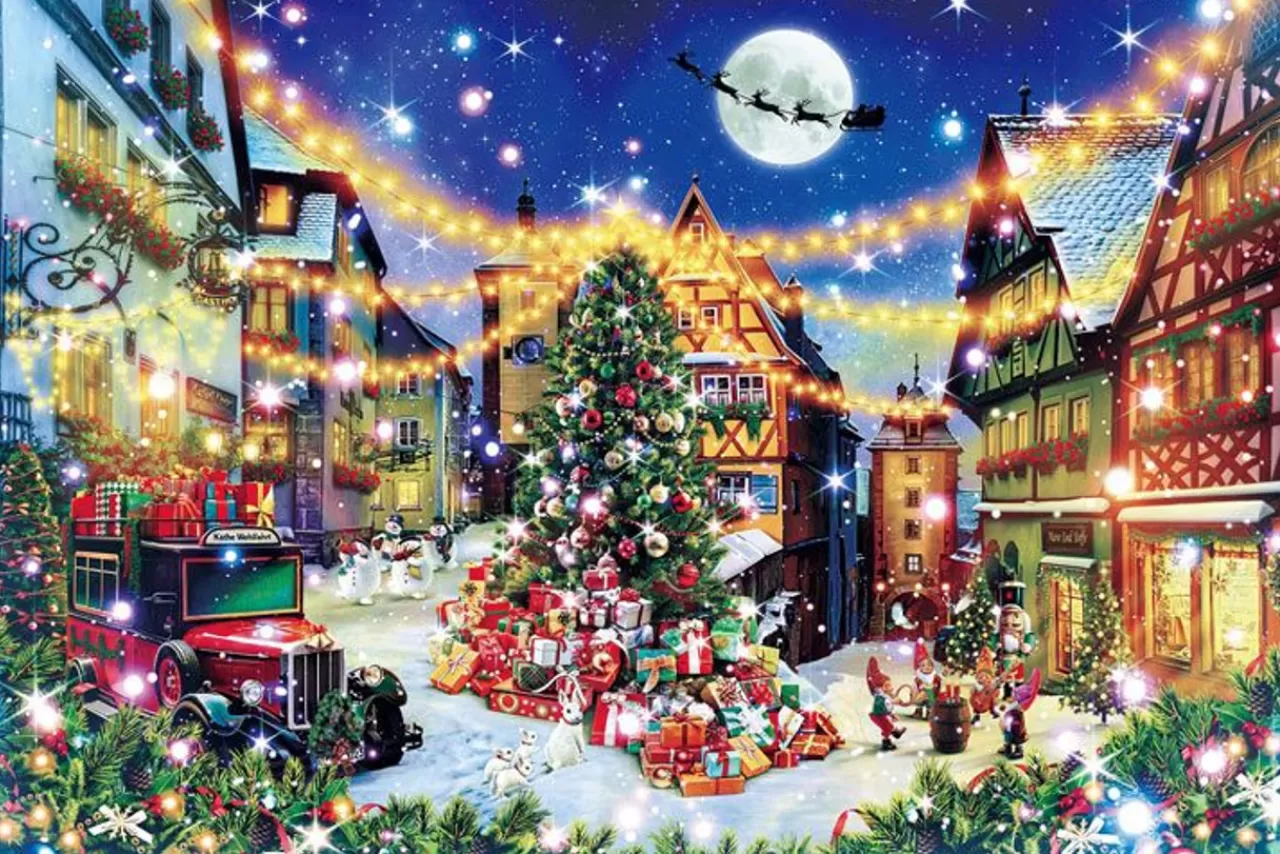 Epoch Jigsaw Puzzle 12-061S Christmas Eve In Rothenburg Germany (Glow In The Dark) (1000 Pieces)