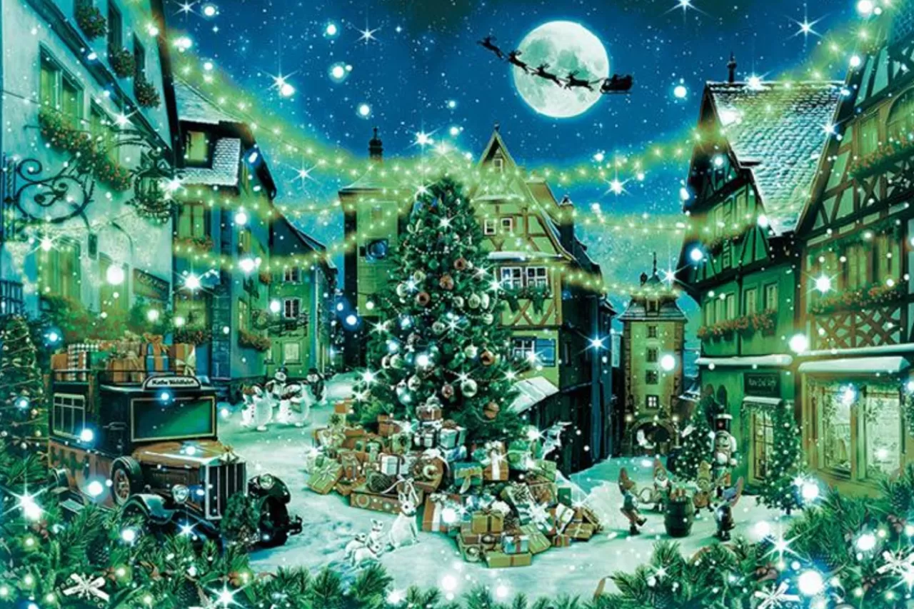 Epoch Jigsaw Puzzle 12-061S Christmas Eve In Rothenburg Germany (Glow In The Dark) (1000 Pieces)