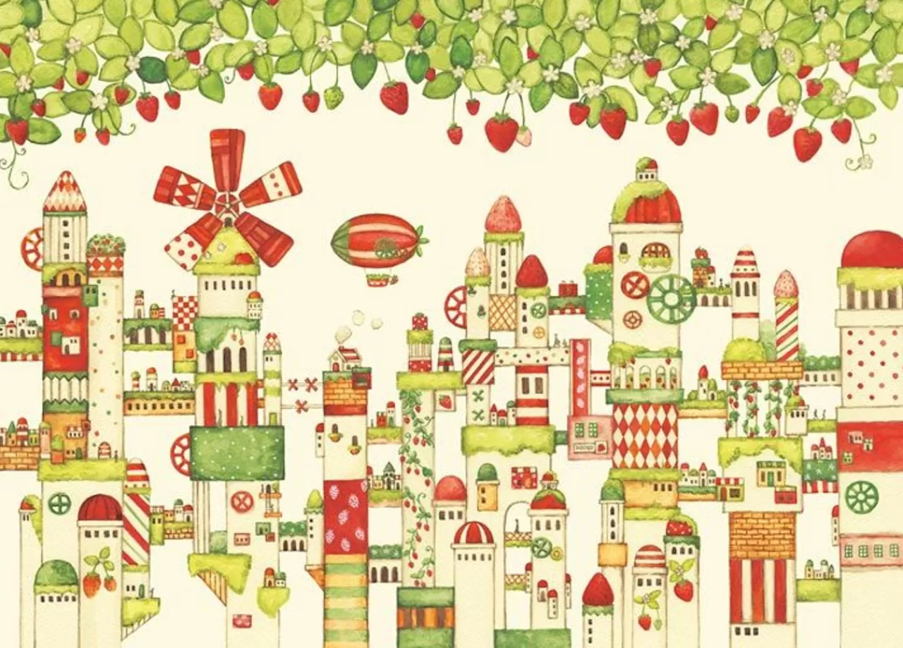 Epoch 06-118S Jigsaw Puzzle Marchen Art City Of Strawberries By Noriko Nishimura (500 Pieces)