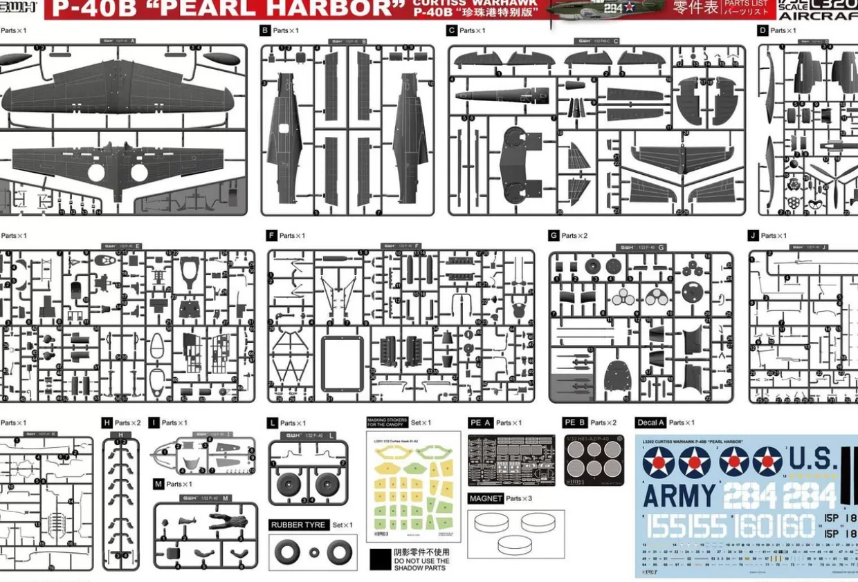 Sale Great Wall Hobby 1/32 P-40B Pearl Harbor Curtiss Warhawk Plastic Model