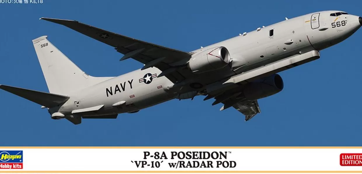 Best Hasegawa 1/200 P-8A Poseidon 10Th Patrol Squadron W/Radar Pod Plastic Model