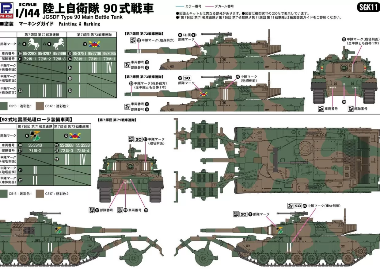 Best Pit-Road 1/144 Jgsdf Type 90 Main Battle Tank Plastic Model