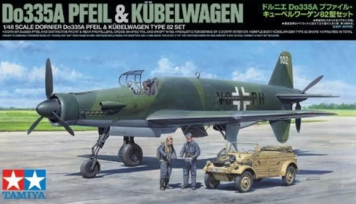 Discount Tamiya 25206 1/48 Dornier Do335A Pfeil & Kubelwagen Type 82 Set Plastic Model