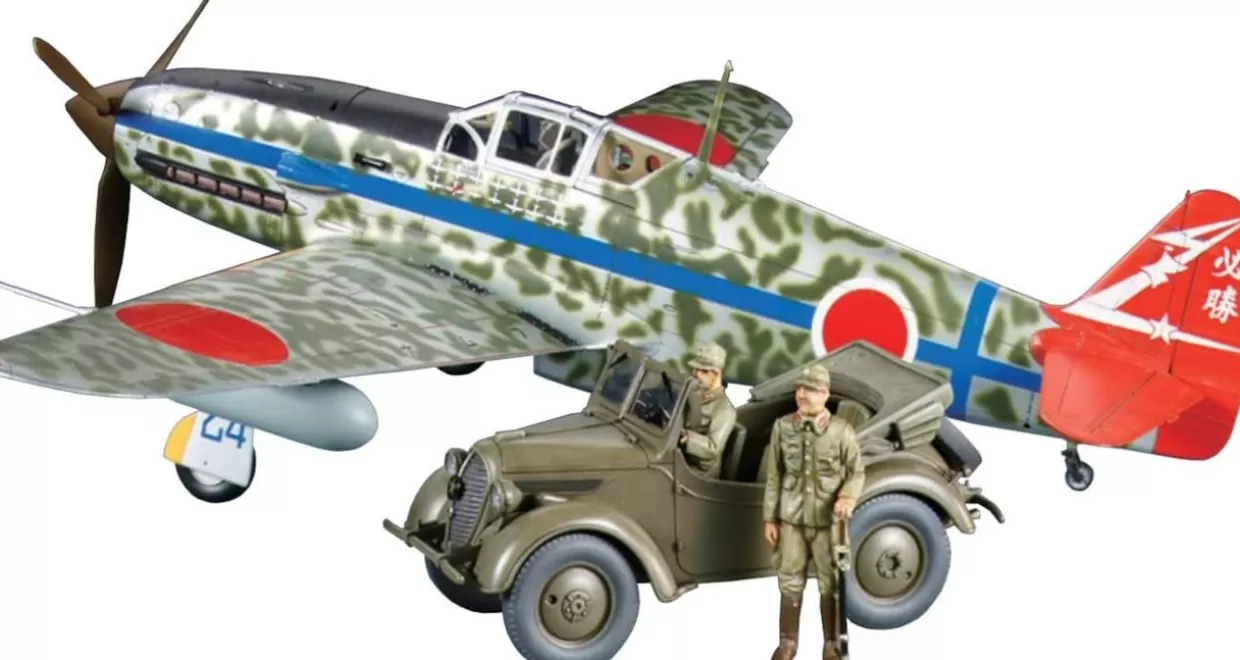 Online Tamiya 25203 1/48 Kawasaki Ki-61-Id Hien (Tony) & 4X4 Light Vehicle Kurogane Set Plastic Model