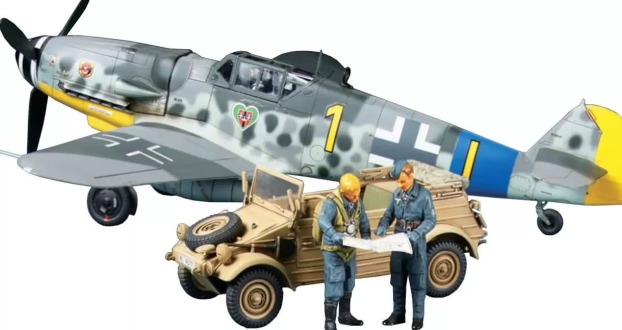 Outlet Tamiya 25204 1/48 Messerschmitt Bf109 G-6 & Kubelwagen Type 82 Set Plastic Model