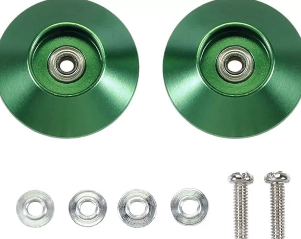 New Tamiya Mini 4Wd Hg 19Mm Tapered Aluminum Ball-Race Rollers (Ringless/Green)