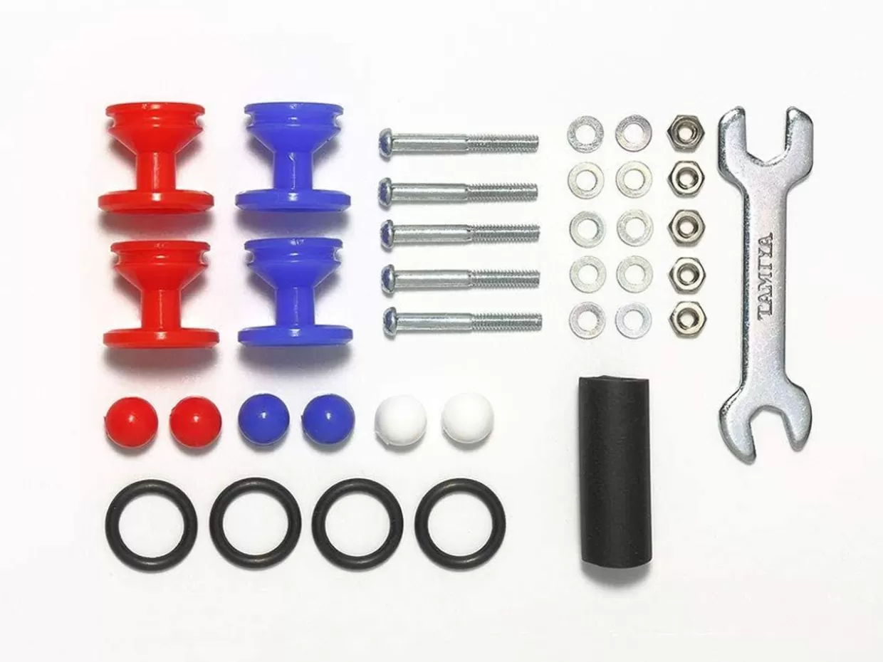 Best Sale Tamiya Mini 4Wd Low Friction Plastic Double Rollers W/ Rubber Rings (Red & Blue/ 13-12Mm)