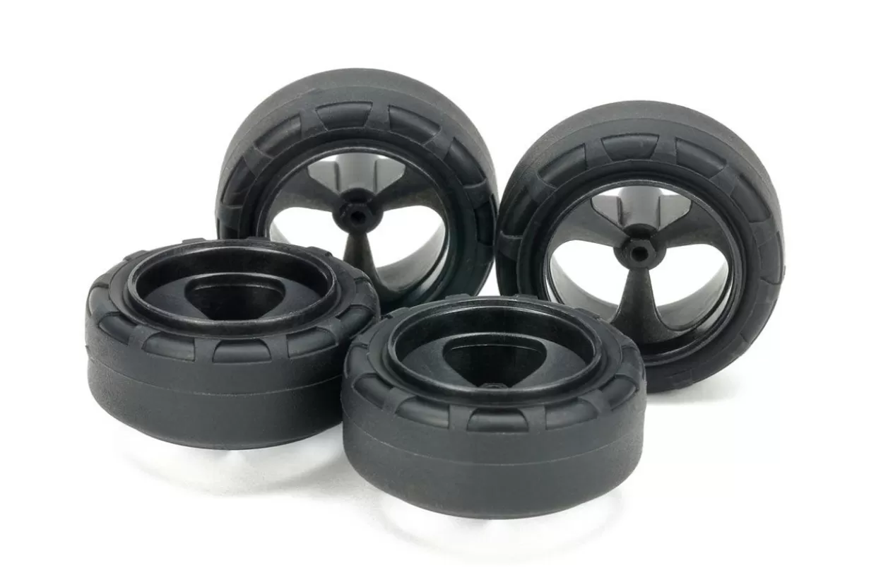 Store Tamiya Mini 4Wd Super Hard Small Diameter Narrow Tire (24Mm) & Carbon Reinforced 3-Spoke Wheel