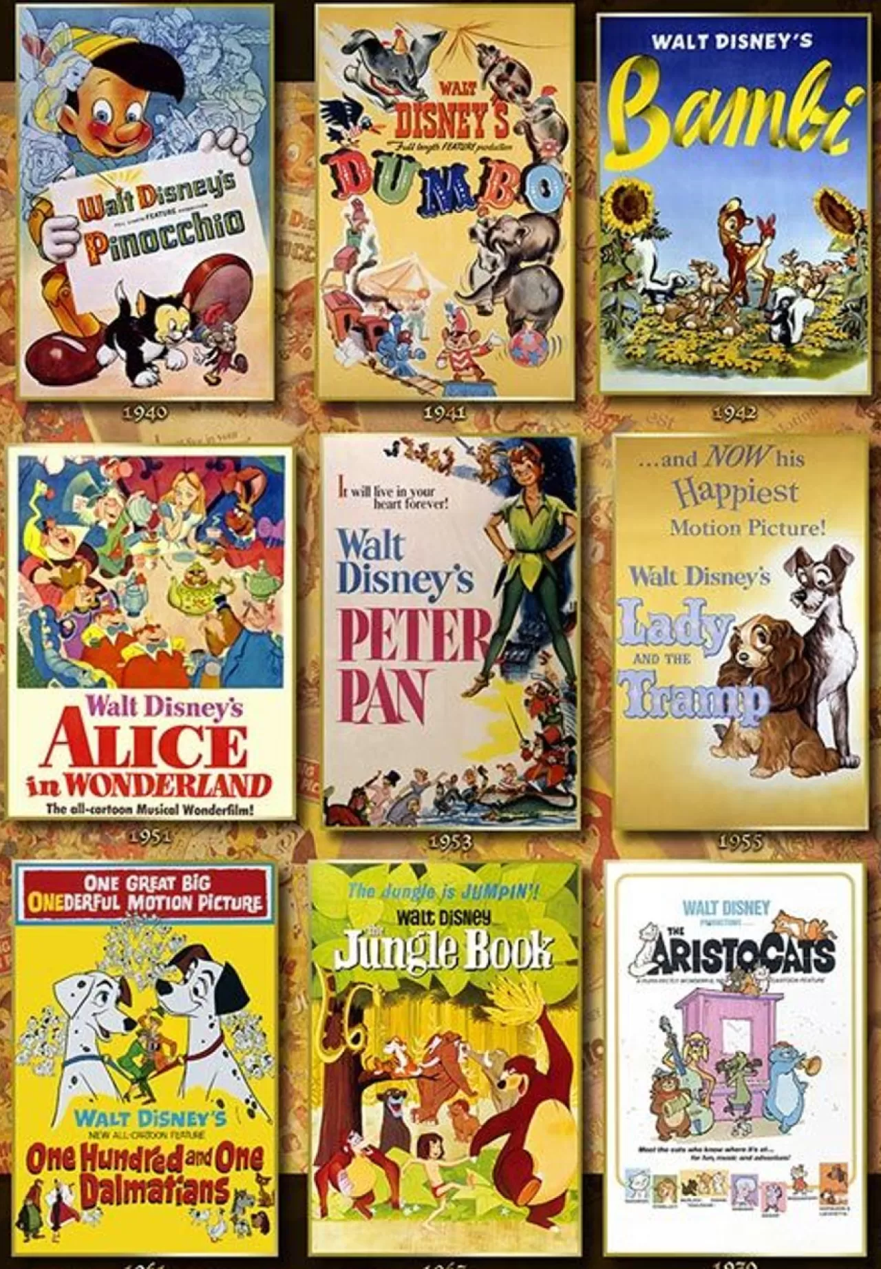 Tenyo D1000-064 Jigsaw Puzzle Disney Movie Poster Collection Disney Animations (1000 Pieces)
