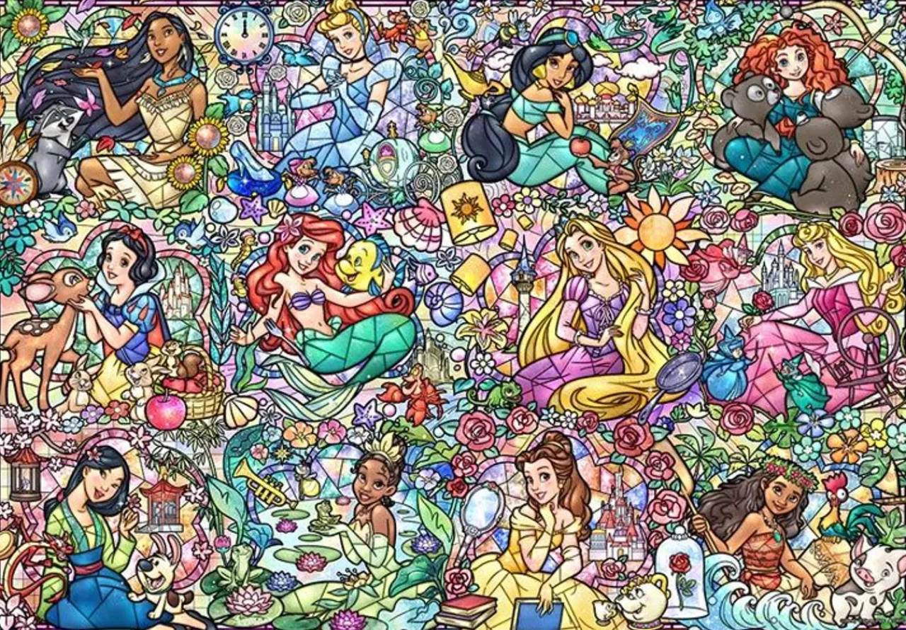 Tenyo Ds1000-776 Jigsaw Puzzle Disney Princess Collection (Stained Art) (1000 Pieces)