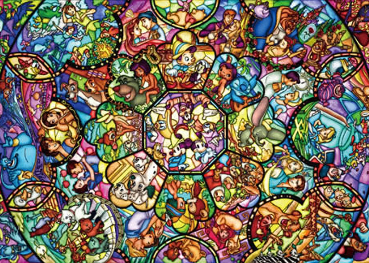 Tenyo Japan Jigsaw Puzzle D-2000-603 Disney All Star Stained Glass (2000 Pieces)