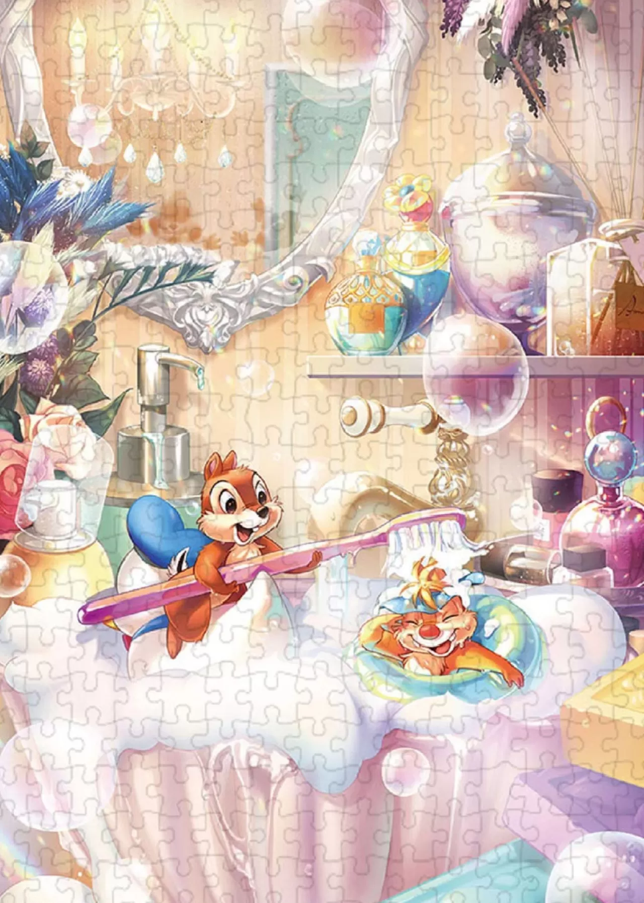 Tenyo Japan Jigsaw Puzzle D300-015 Disney Chip And Dale's Fun Bath Time (300 Pieces)