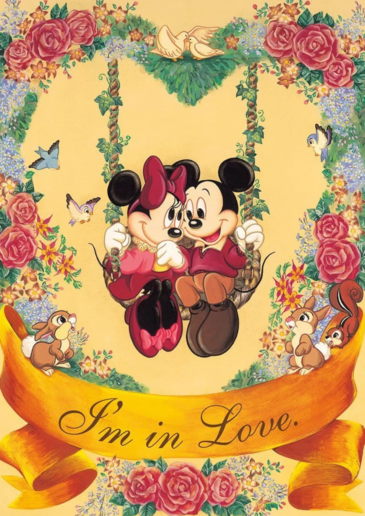 Tenyo Japan Jigsaw Puzzle D-108-813 Disney Mickey & Minnie I'M In Love (108 Pieces)