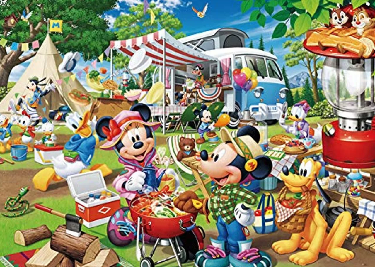 Tenyo Japan Jigsaw Puzzle D300-013 Disney Mickey Auto Camping (300 Pieces)