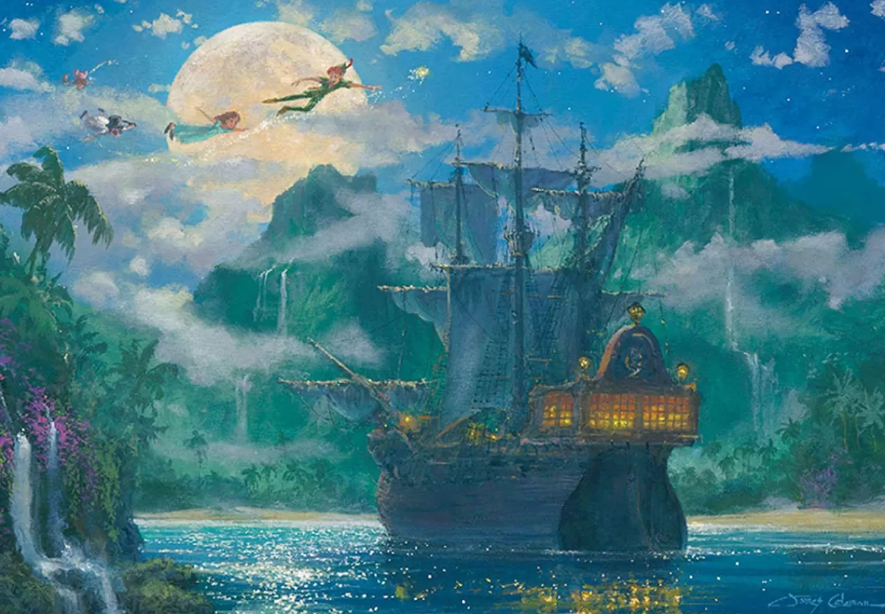 Tenyo Japan Jigsaw Puzzle D1000-416 Disney Peter Pan Moon Rise Over Pirates Cove (1000 Pieces)