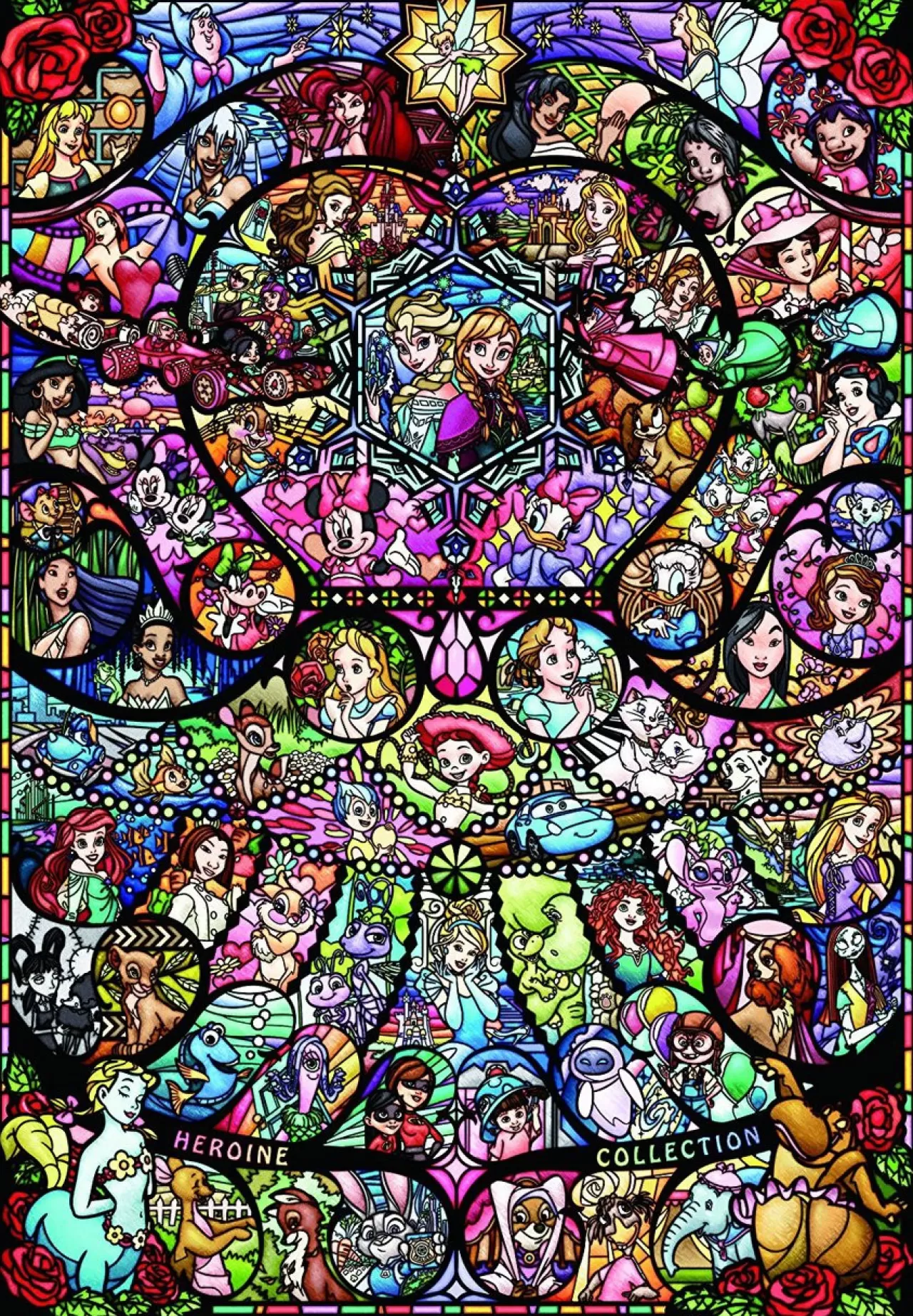 Tenyo Japan Jigsaw Puzzle D-2000-622 Disney Pixar Heroine Collection Stained Glass (2000 Pieces)