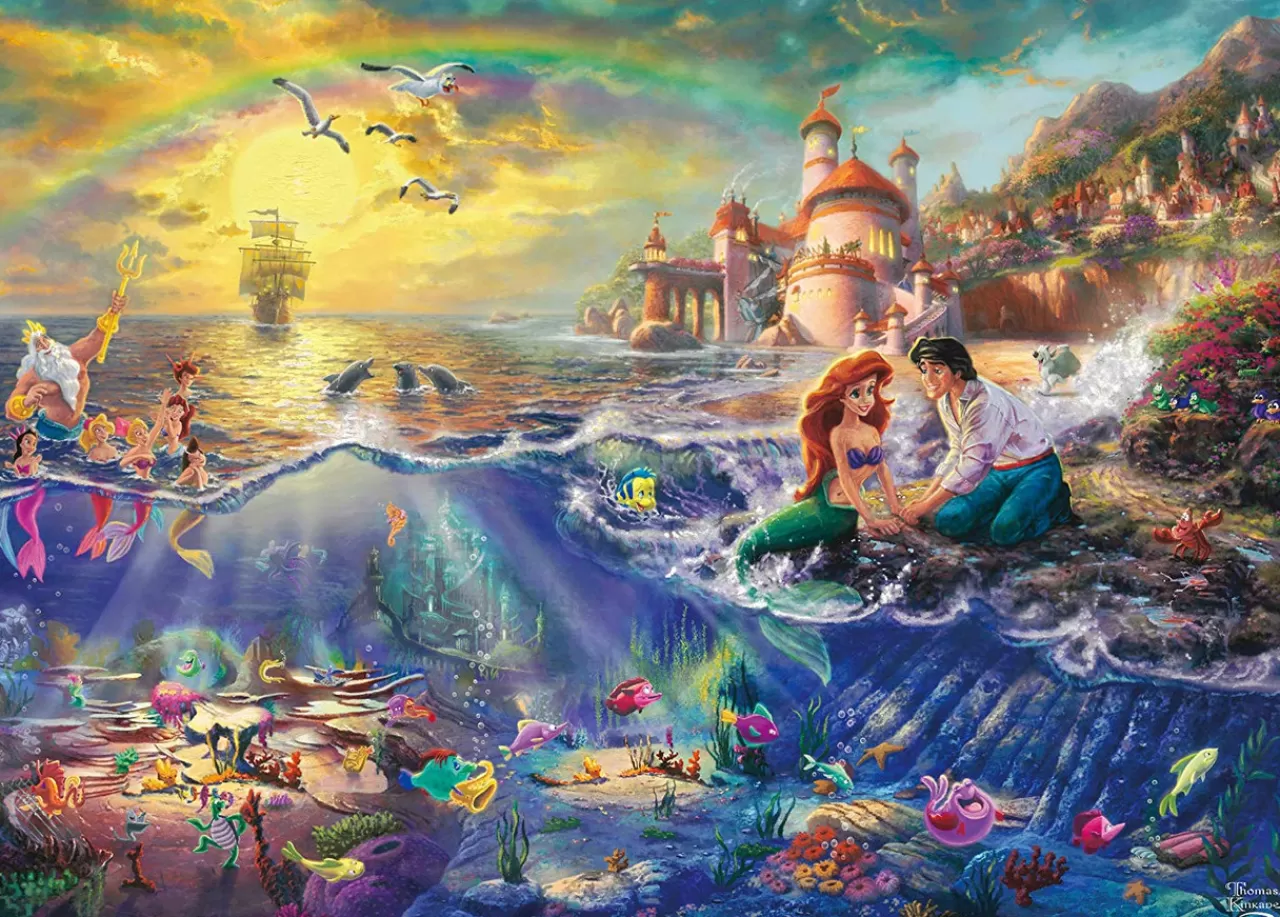 Tenyo Japan Jigsaw Puzzle D-2000-626 Glow In The Dark Thomas Kinkade Disney The Little Mermaid (2000 Pieces)