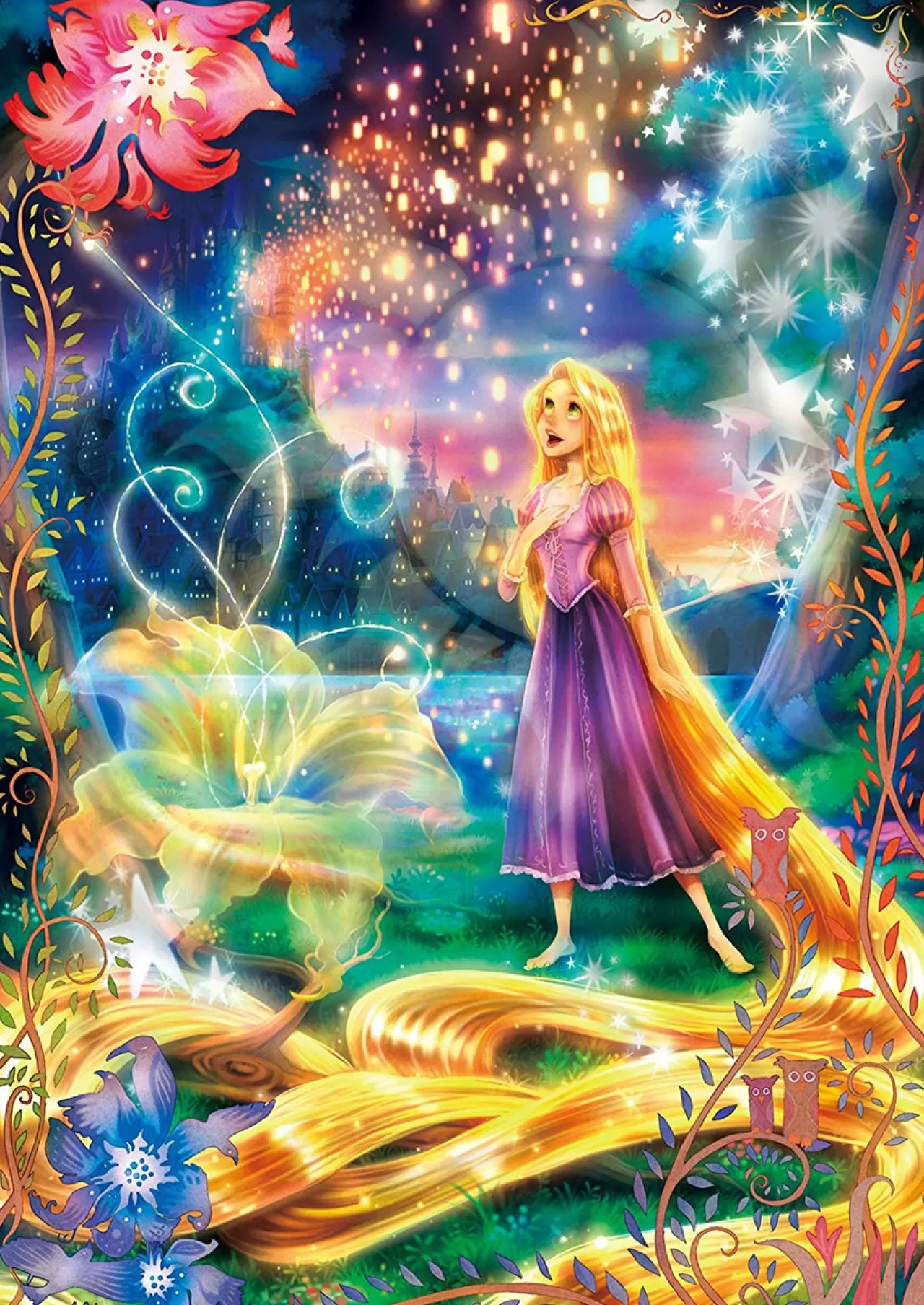 Tenyo Japan Jigsaw Puzzle D108-782 Glows In The Dark Disney Tangled Magical Shining Hair (108 Pieces)