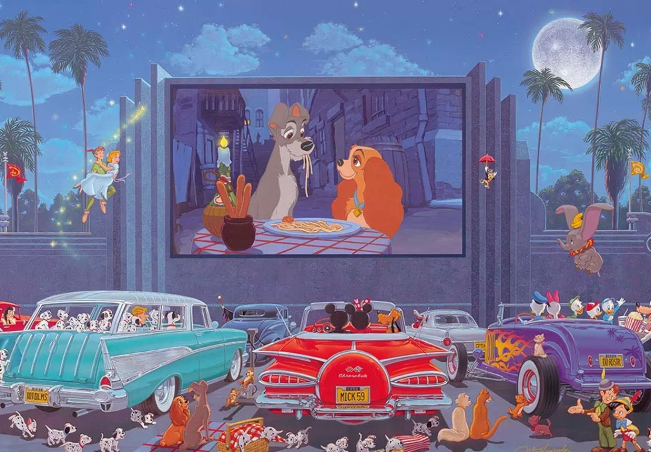 Tenyo Japan Jigsaw Puzzle D1000-058 Manuel Hernandez Disney Night At The Movie (1000 Pieces)