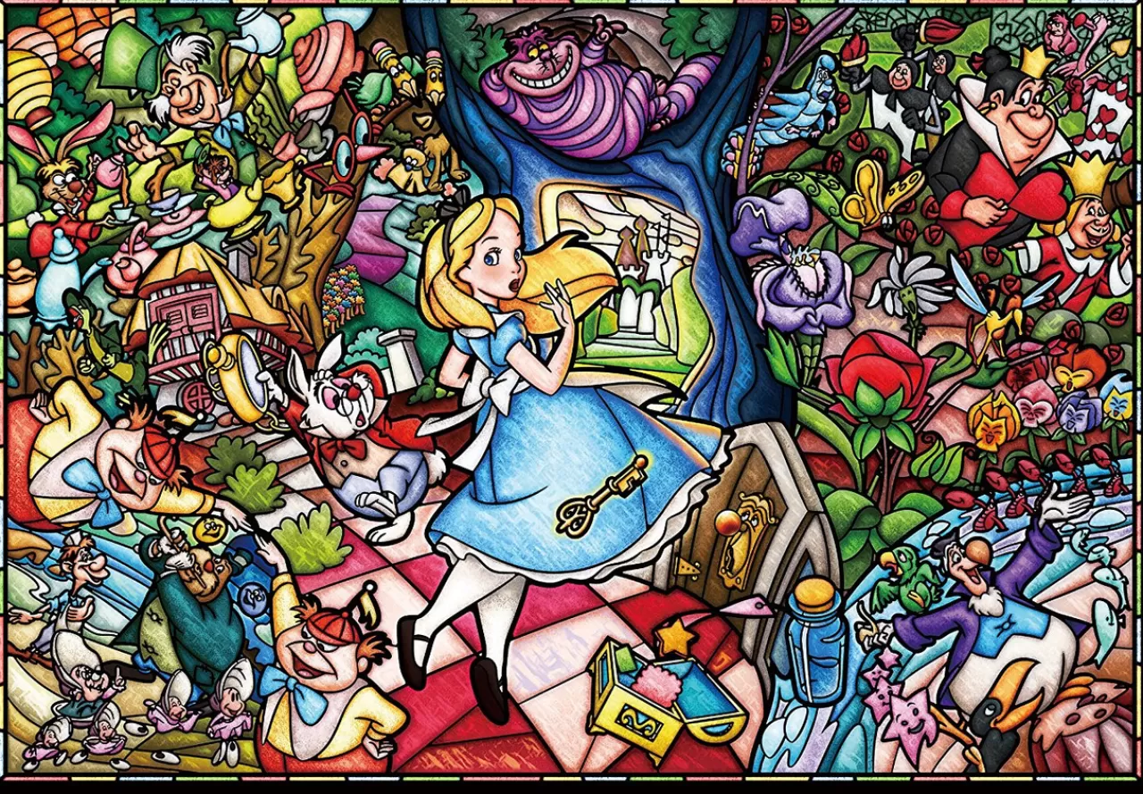 Tenyo Japan Jigsaw Puzzle Dsg-500-473 Alice In Wonderland Story Stained Glass (500 Pieces)